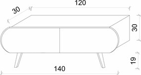 Έπιπλο Τηλεόρασης Γκρι NUTRI 140x30x19