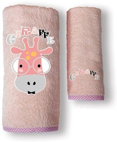 Σετ Πετσέτες Bebe 2τμχ Βαμβακερές Giraffe Pink SBaby