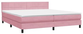 vidaXL Κρεβάτι Boxspring με Στρώμα Ροζ 180x210 εκ. Βελούδινο