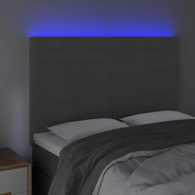 Κεφαλάρι Κρεβατιού LED Σκούρο Γκρι 144x5x118/128 εκ. Βελούδινο 3122613