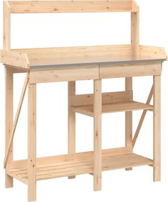 vidaXL Πάγκος για Γλάστρες με Ράφια από Μασίφ Ξύλο Ελάτης
