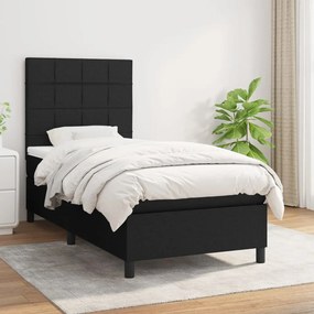 3141755 vidaXL Κρεβάτι Boxspring με Στρώμα Μαύρο 100 x 200 εκ. Υφασμάτινο Μαύρο, 1 Τεμάχιο