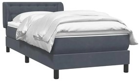 vidaXL Κρεβάτι Boxspring με Στρώμα Σκούρο Γκρι 90x220 εκ. Βελούδινο