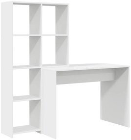 vidaXL Γραφείο με ράφι Λευκό 138.5 x 55 x 143 εκ Επεξεργασμένο ξύλο