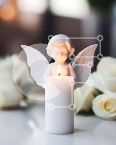 Intra Συλλεκτικό Ξύλινο Παζλ Plywood 4mm - Λευκό κερί με ειδώλιο αγγέλου και τριαντάφυλλα Σε Ξύλινο Κουτί - Διαστάσεις Puzzle: 10x10 cm – 25 κομμάτια