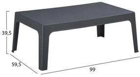 Τραπεζάκι παραλίας SLEEK Ορθογώνιο Πολυπροπυλένιο σε Σκούρο Γκρί 99x59.5x39.5Υεκ. 99x59.5x39.5 εκ.