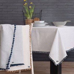 Τραπεζομάντηλο Pom Pom 02 Beige Ρυθμός 140 X140 100% Cotton