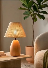 Stewehome Φυσικό ξύλινο επιτραπέζιο φωτιστικό με καπέλο