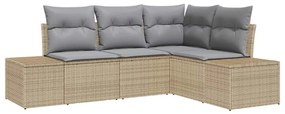 vidaXL Σετ Καναπέ Κήπου 4 pcs Μπεζ συνθετικό ρατάν