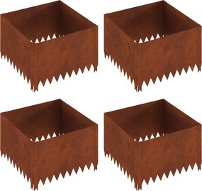 vidaXL Περίγραμμα γκαζόν 4 τμχ. 60 x 60 x 35 cm Ατσάλι Σκ rusty