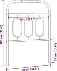 vidaXL Ανταλλακτικό κεφαλάρι Λευκό 75 εκ. Μεταλλικό