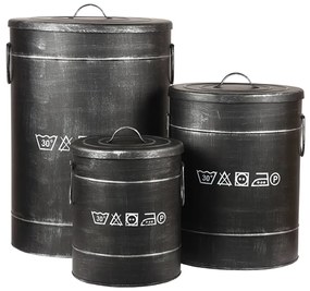 LABEL51 Καλάθι Απλύτων Χρώμα Αντικέ Μαύρο 26 x 26 x 33 εκ. S