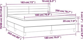 vidaXL Κρεβάτι Boxspring με Στρώμα Μπλε 180x200 εκ. Υφασμάτινο