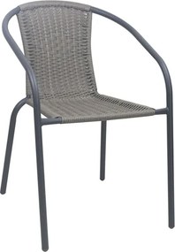 BALENO-W Πολυθρόνα Στοιβαζόμενη, Μέταλλο Βαφή Ανθρακί, Wicker Mixed Grey   1τμχ
