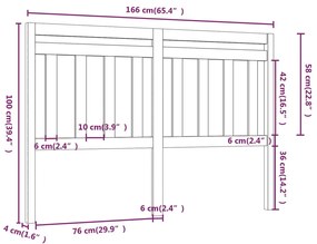 vidaXL Κεφαλάρι Κρεβατιού Μαύρο 166 x 4 x 100 εκ. Μασίφ Ξύλο Πεύκου