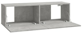 vidaXL Έπιπλα Τηλεόρασης Τοίχου 4 τεμ. Γκρι 100x30x30εκ. Επεξεργ. Ξύλο