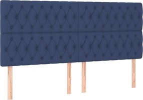 vidaXL Κρεβάτι Boxspring με Στρώμα Μπλε 180x200 εκ. Υφασμάτινο