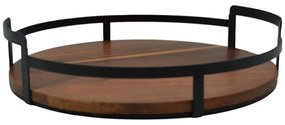 Δίσκος Σερβιρίσματος 841523 28,5x28,5x6cm Brown-Black Ankor Μέταλλο,Ξύλο
