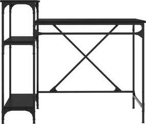vidaXL Γραφείο με Ράφια Μαύρο 105x50x90 εκ. Επεξ. Ξύλο/Σίδηρος