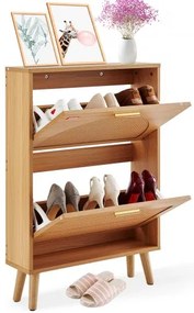 VEVOR Shoe Cabinet with 2 Flip Drawers Rattan Shoe Storage Cabinet for Entryway