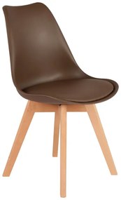 Καρέκλα Gaston pakoworld PP-PU καφέ απόχρωση- φυσικό πόδι 43x51x75εκ