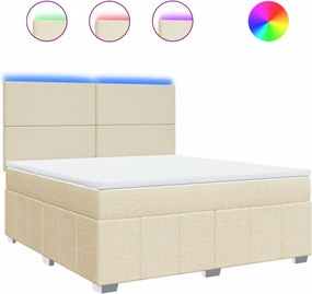 vidaXL Κρεβάτι Boxspring με Στρώμα Κρεμ 180x200 εκ. Υφασμάτινο