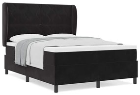 vidaXL Κρεβάτι με ελατήρια με στρώμα Μαύρο 140 x 190 cm Βελούδο