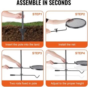 VEVOR Swivel Campfire Grill Heavy Duty Steel Open Fire Cooking Grate Adjustable