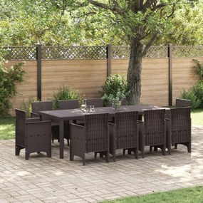 vidaXL Σετ Σερβιρίσματος Κήπου 11 pcs Καφέ 250 x 100 x 73 εκ Ρατάν