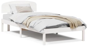 vidaXL Κρεβάτι με Κεφαλάρι Λευκό 90x190 εκ Μασίφ Ξύλο Πεύκου