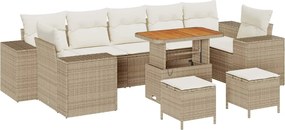 vidaXL Σετ Καναπέ Κήπου 10 pcs Μπεζ συνθετικό ρατάν