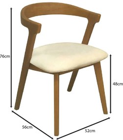 SANDRA Καρέκλα Τραπεζαρίας, Απόχρωση Φυσικό, Pu Εκρού   2τμχ