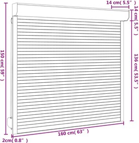 vidaXL Ρολό εισόδου Ανθρακί 160 x 150 cm Αλουμίνιο και Πολυουρεθάνη