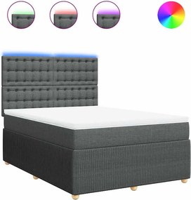 vidaXL Κρεβάτι Boxspring με Στρώμα Σκούρο Γκρι 140x190 εκ. Υφασμάτινο