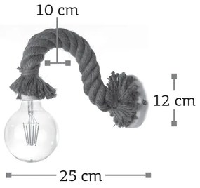 InLight Επιτοίχιο φωτιστικό από καφέ σχοινί και λευκό μέταλλο (43367-WH)