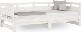 vidaXL Καναπές Κρεβάτι Συρόμενος Λευκός 2x(90x190) εκ. από Μασίφ Πεύκο