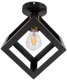 GloboStar® CUBE 00799 Μοντέρνο Φωτιστικό Οροφής Μονόφωτο Μαύρο Μεταλλικό Πλέγμα Φ25 x Y25cm