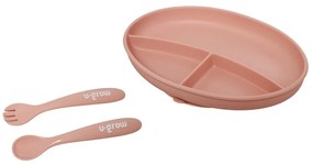 U-Grow UG-SET9PK Παιδικό Πιάτο Φαγητού από Σιλικόνη Ροζ 3τμχ