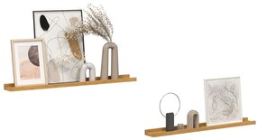 vidaXL Ράφι Τοίχου με ράφι 2 pcs Μπεζ 80 x 9 x 3 cm Επεξεργασμένο ξύλο