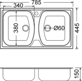 Fortinox Slender 24200 (78,5x44,5) - Νεροχύτης κουζίνας