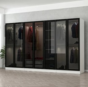 Επταφυλλη Ντουλαπα Λευκο/Μαυρο KALEO 52x270x210