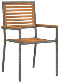 vidaXL Σέτ φαγητού για κήπο 9 pcs Γκρι, Ξύλο 200 x 80 x 75 cm
