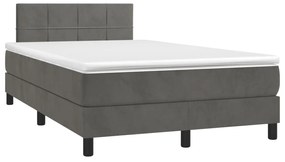 Κρεβάτι Boxspring με Στρώμα Σκούρο Γκρι 120x190 εκ. Βελούδινο - Γκρι