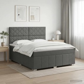 vidaXL Κρεβάτι box spring με στρώμα Σκούρο Γκρι 160 x 200 cm Ύφασμα