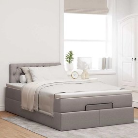 vidaXL Οθωμανικό κρεβάτι με στρώμα &amp; LEDs Taupe 120x190cm ύφασμα