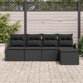 vidaXL Σετ Καναπέ Κήπου 5 pcs Μαύρο συνθετικό ρατάν