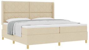 vidaXL κρεβάτι Box Spring με στρώμα  Κρεμ 200x200 εκ. Υφασμάτινο