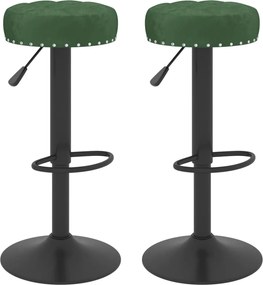 vidaXL Σκαμπό Μπαρ 2 τεμ. Σκούρο Πράσινο Βελούδο