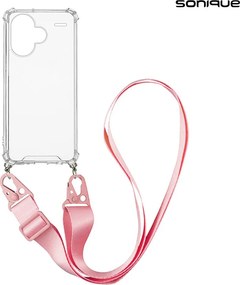 Θήκη Σιλικόνης με Strap Sonique Armor Clear Xiaomi Redmi Note 13 Pro Plus 5G Ροζ