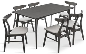 Tραπεζαρία Benson - Orlean σετ 7τμχ rustic grey - ύφασμα γκρι 150x90x75εκ 150x90x75 εκ.